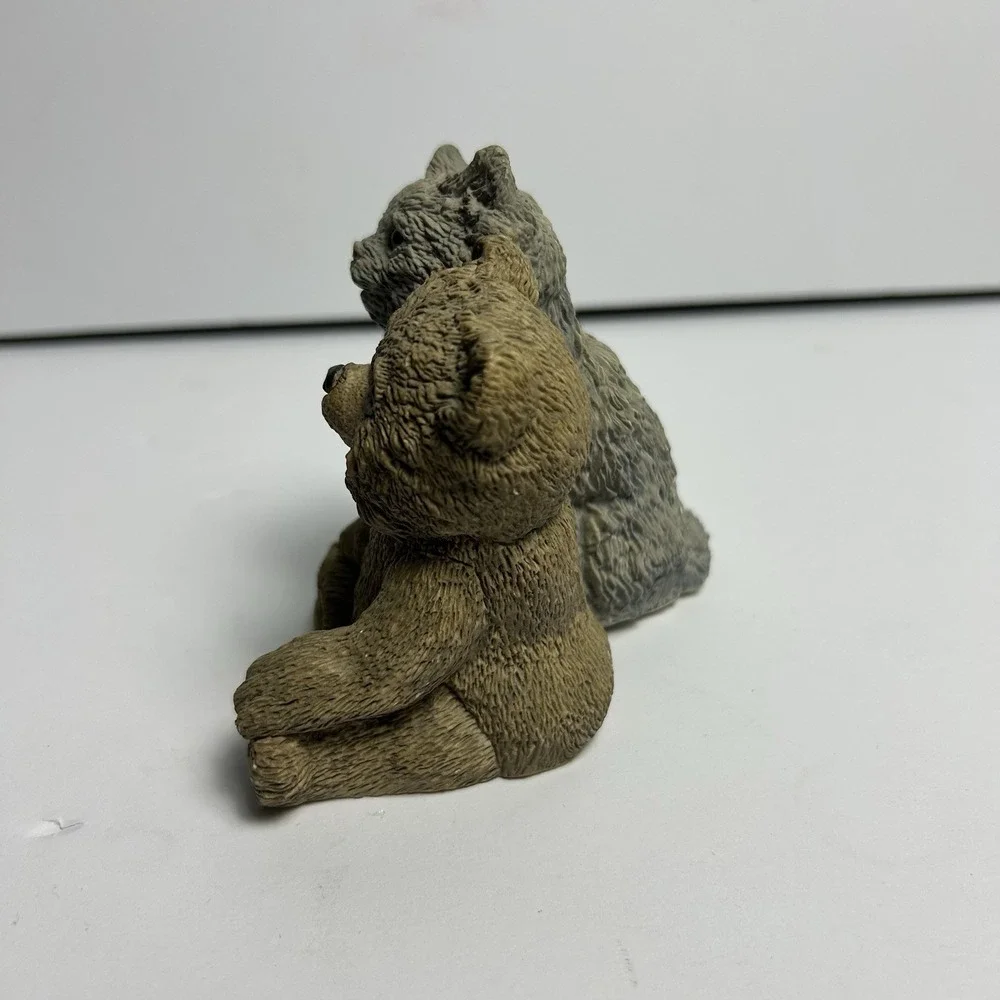 Vintage Stone Critters Cat and Teddy Bear Buddies Figurine Collectible SC-271
